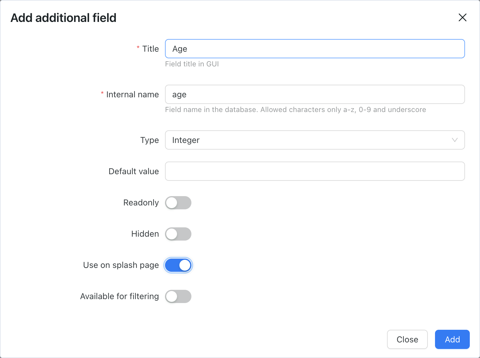 Add additional fields