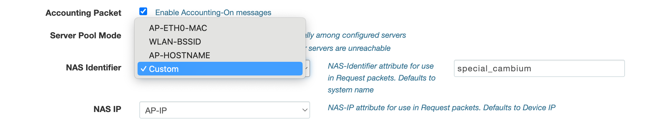 Cambium NAS identifier 1