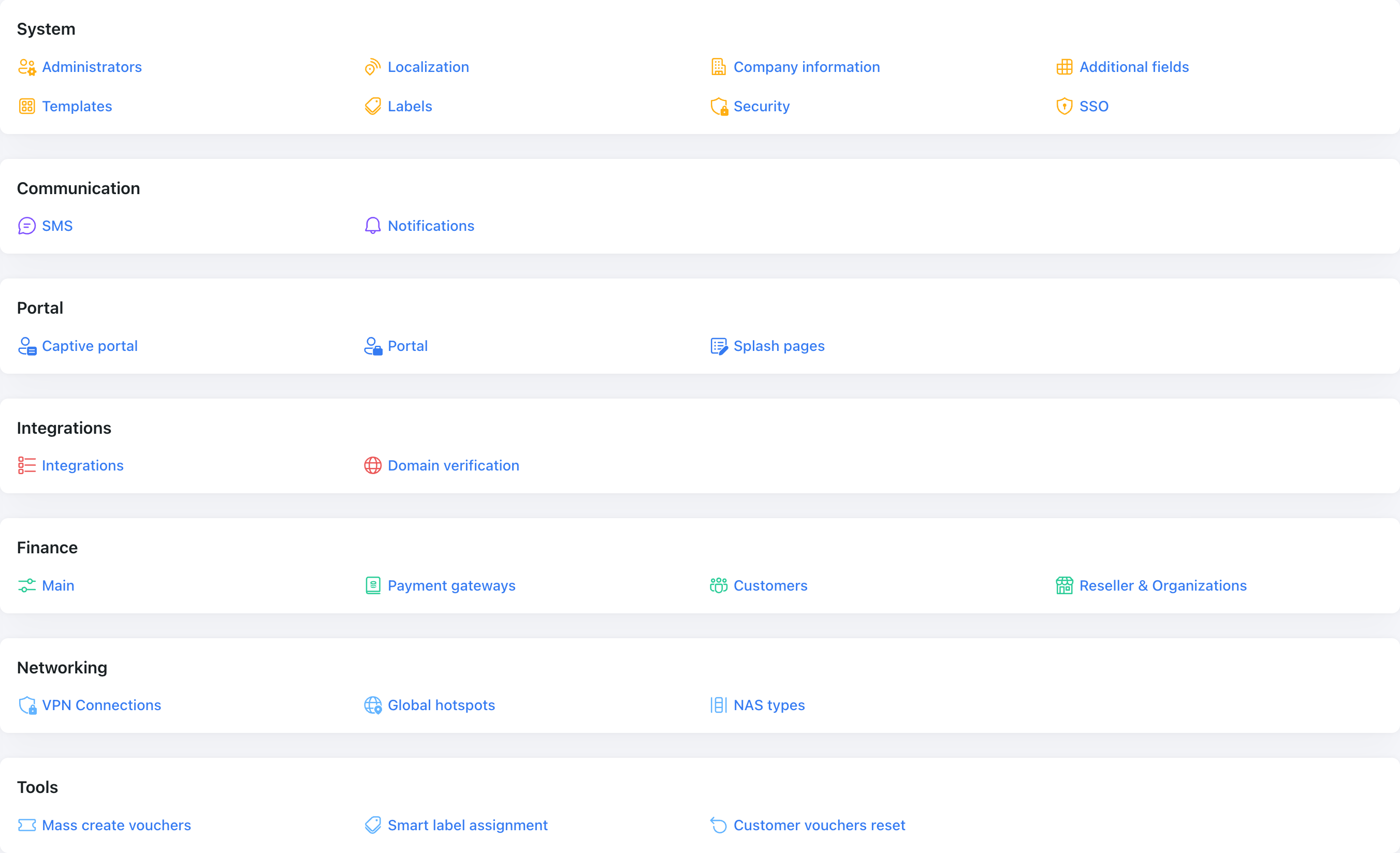 The Tools block on the Config page