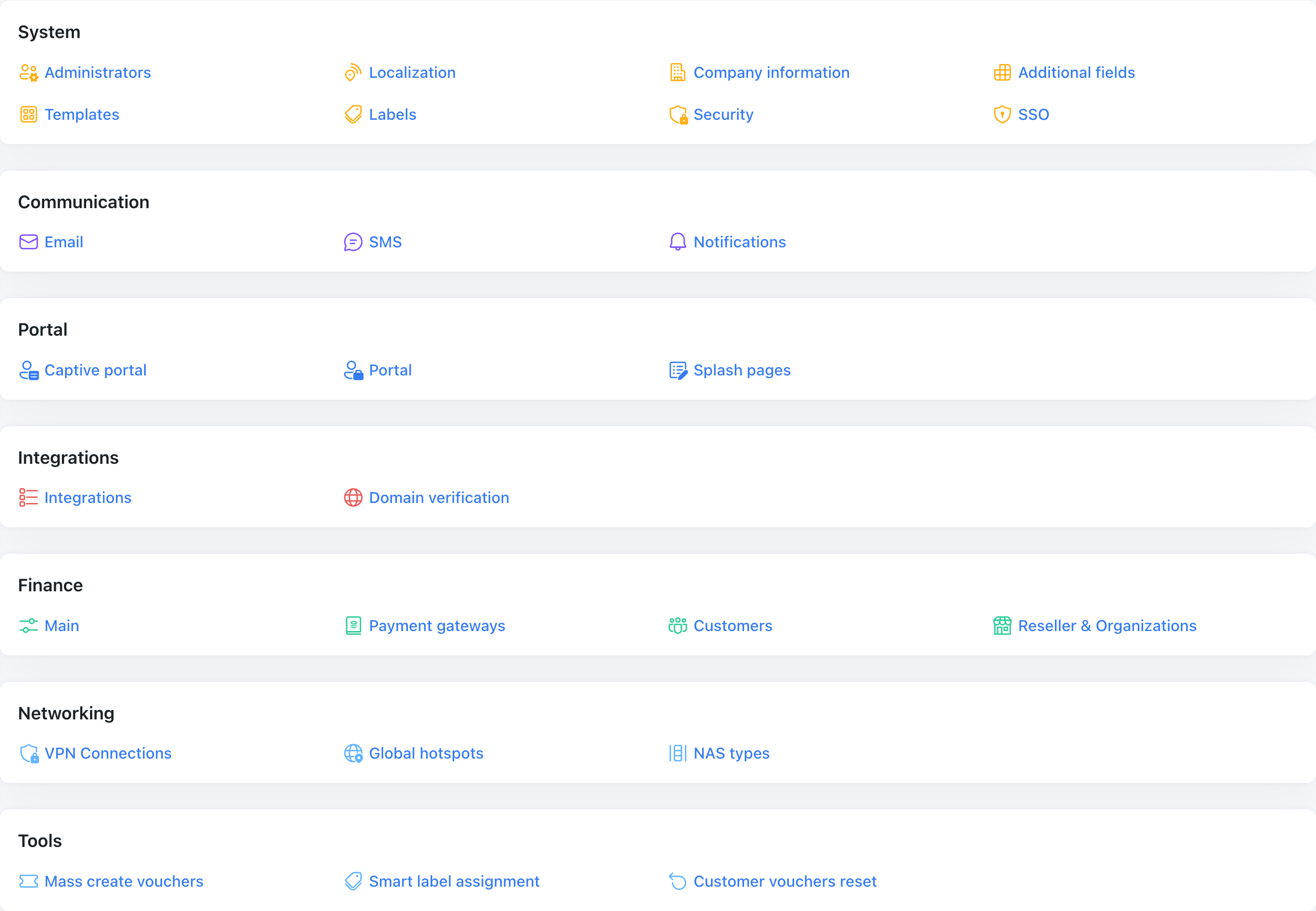 The Tools block on the Config page