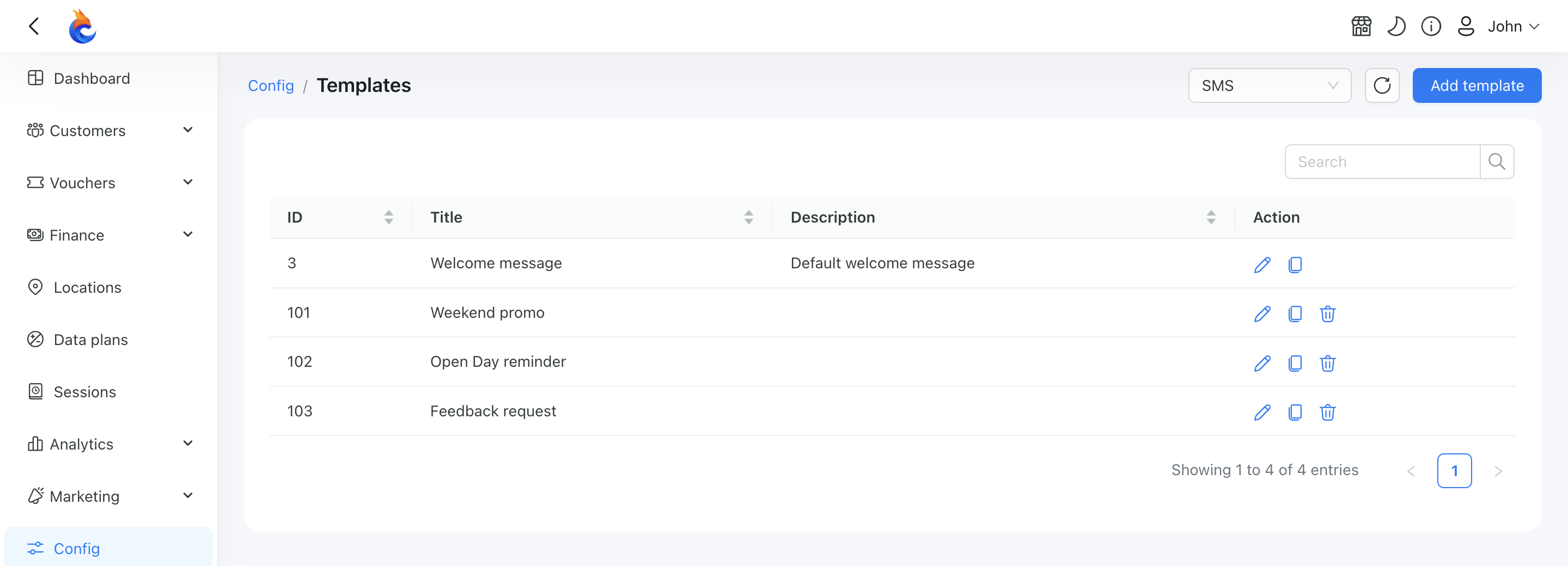 SMS templates