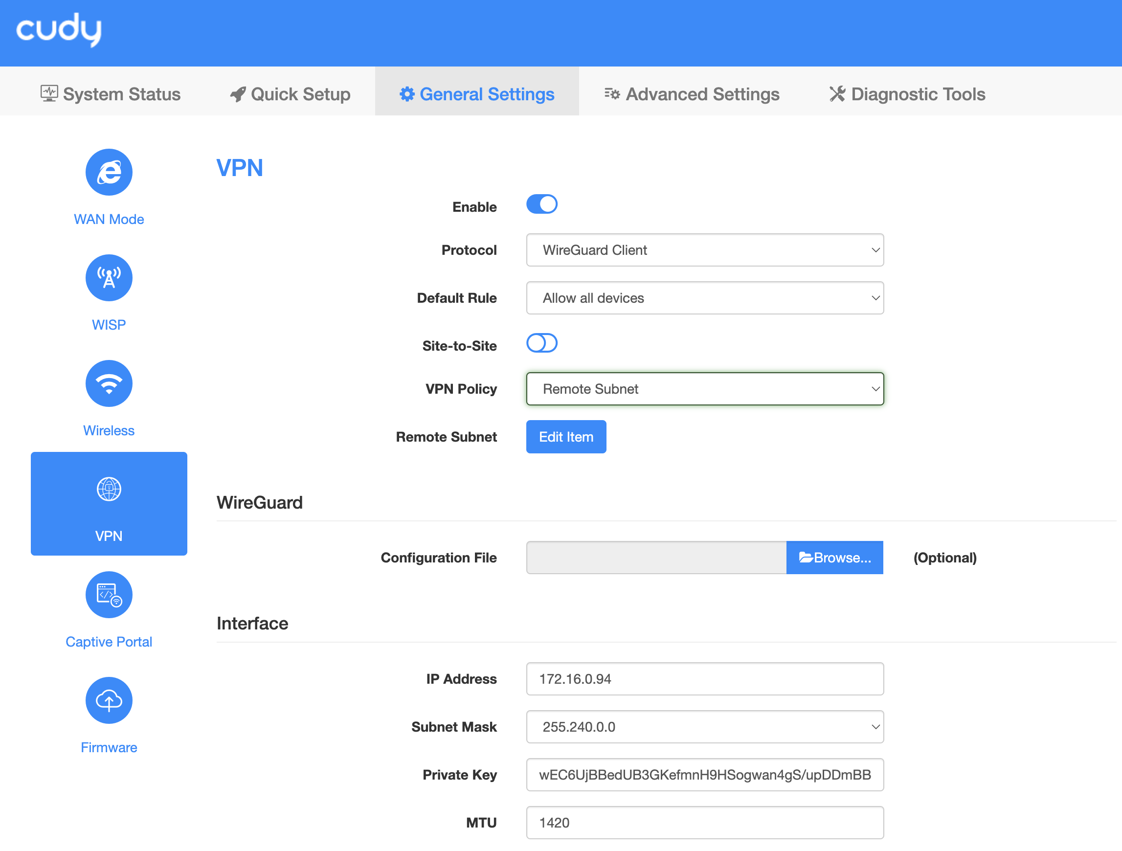 Cudy setup VPN