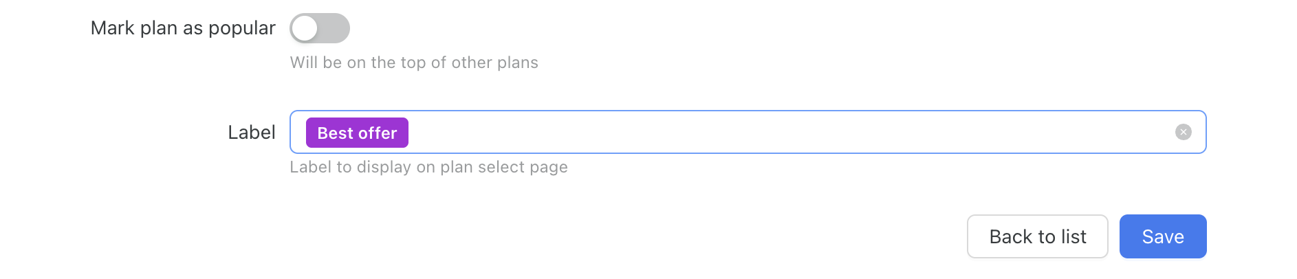 Data plan labels assign