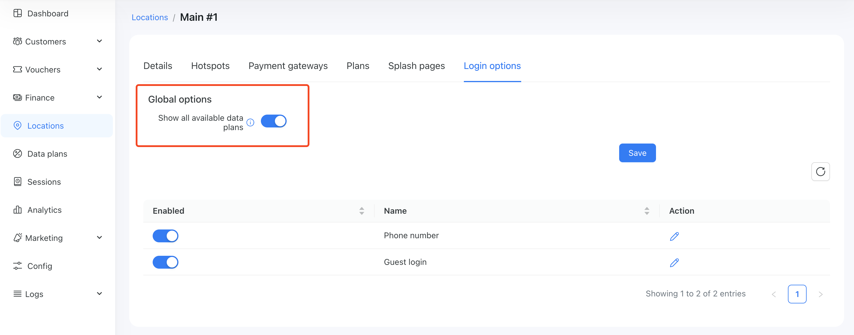 Default data plan all