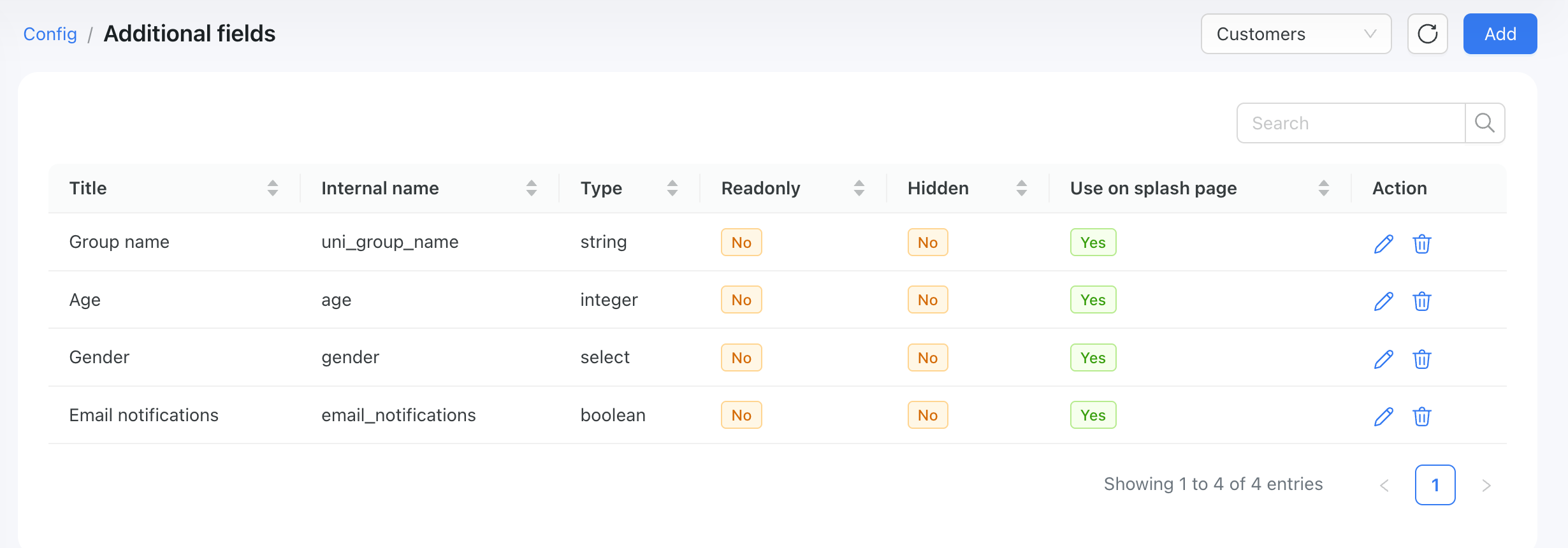 Example additional fields
