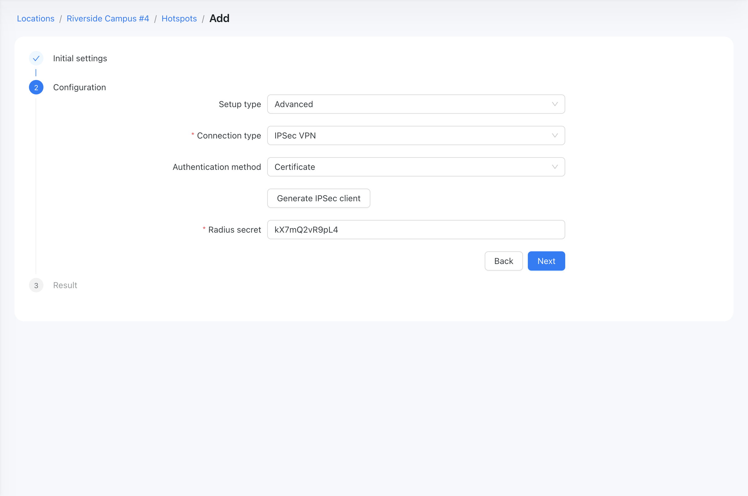 Hotspot with its own IPSec VPN connection