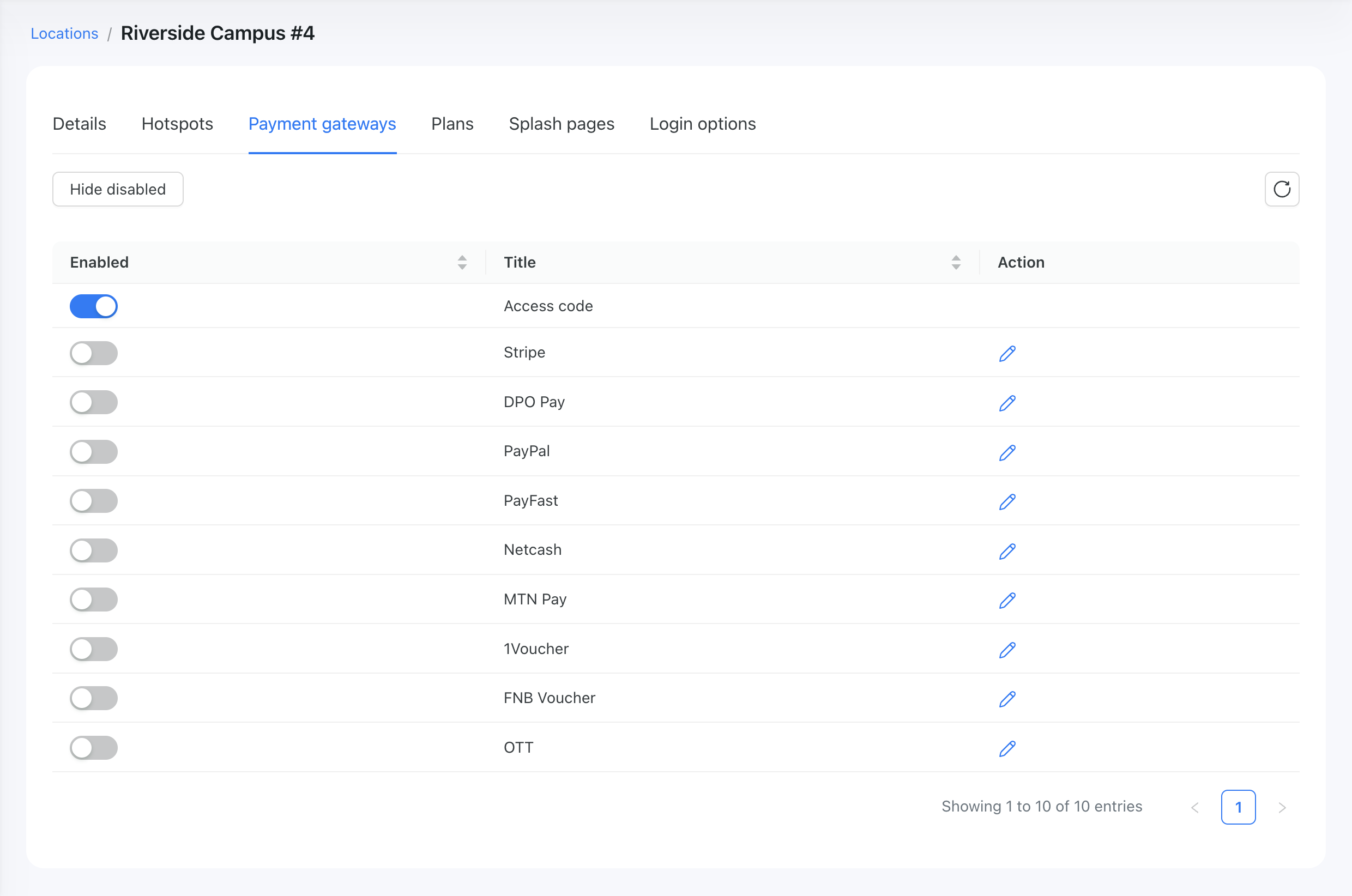 Payment gateways