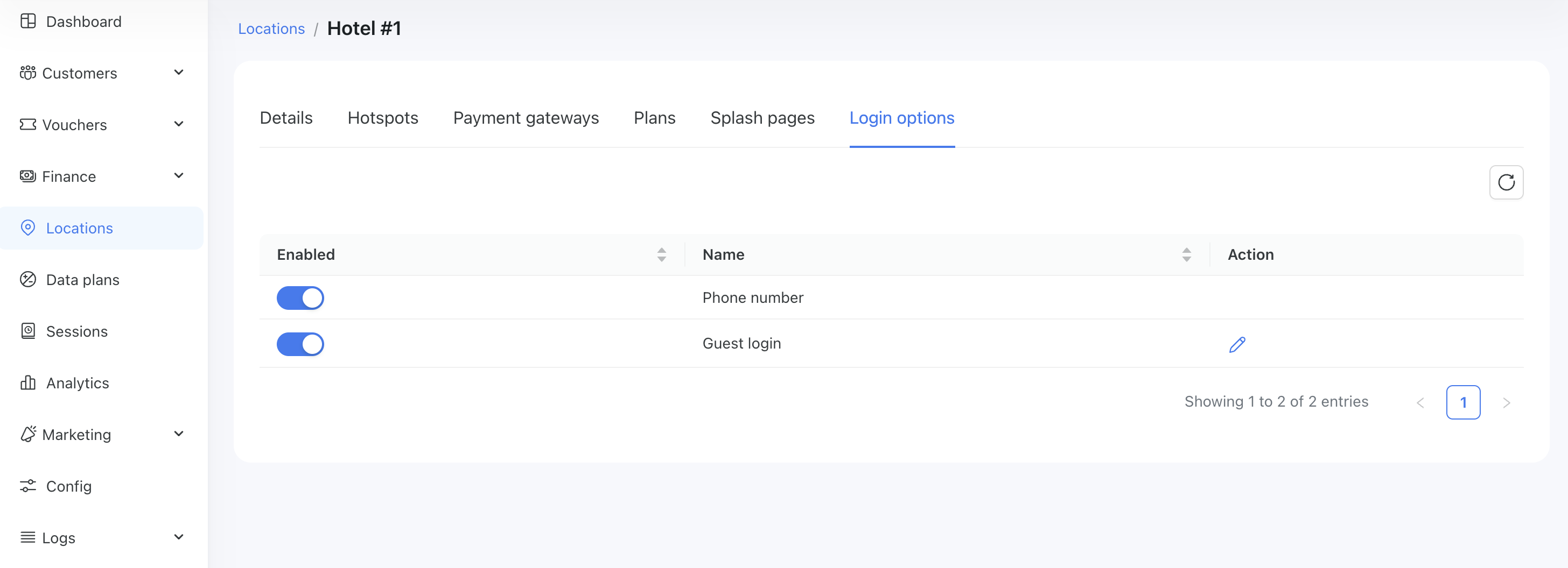 Login options