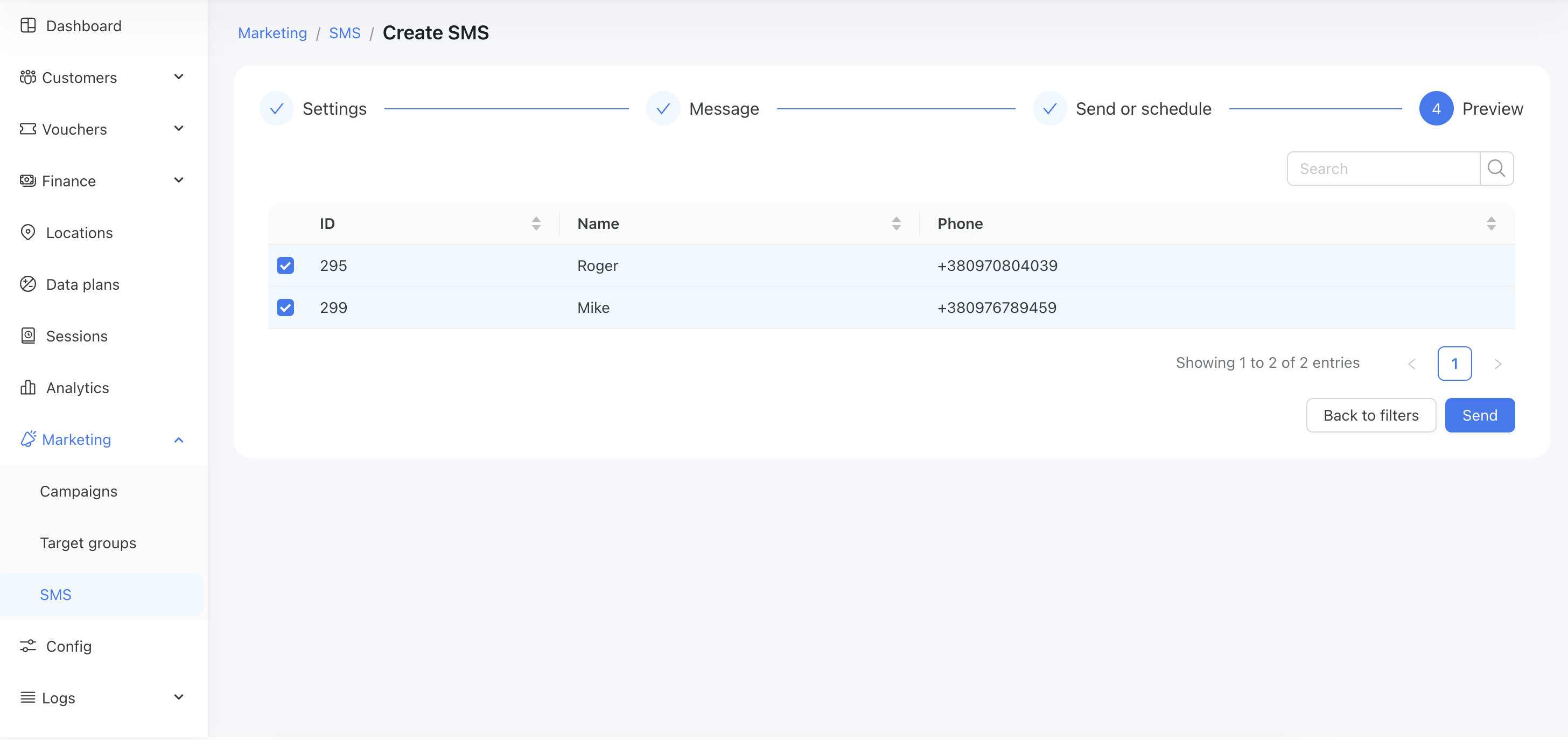 Mass SMS step 4