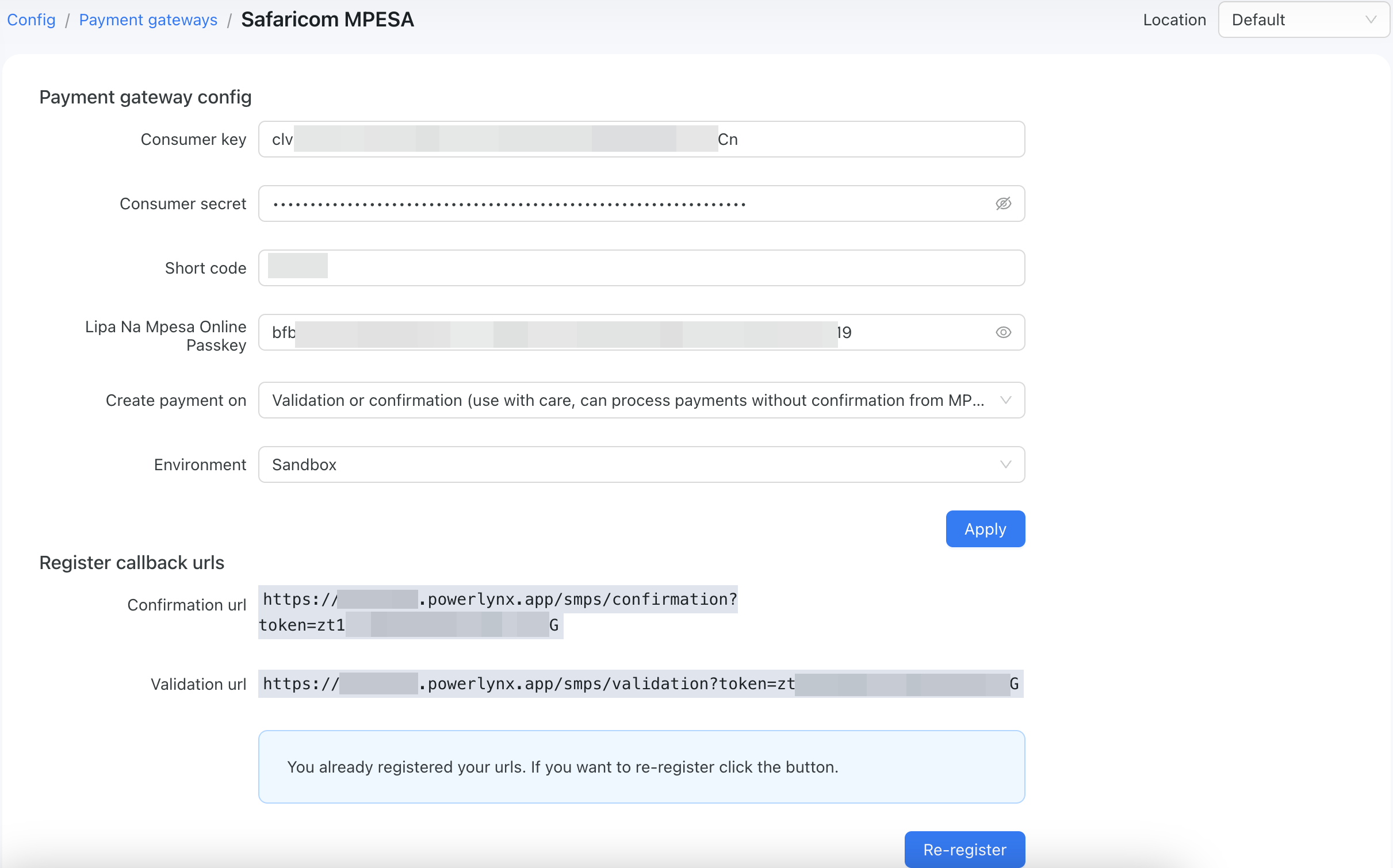 Mpesa URLs