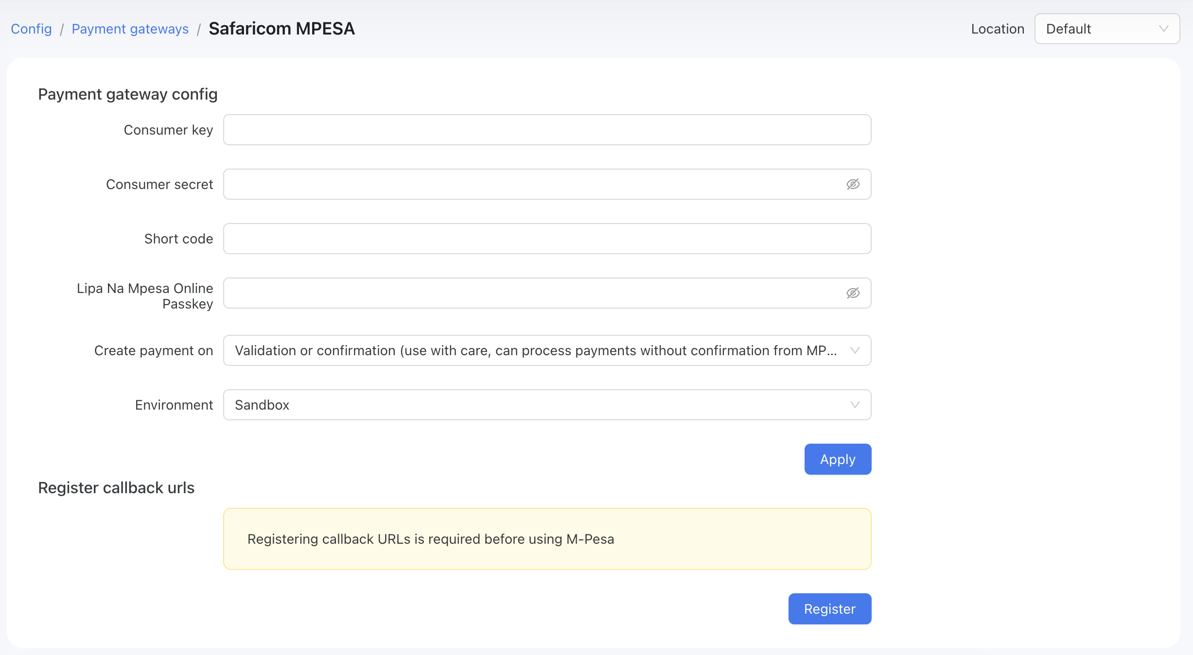 Mpesa config