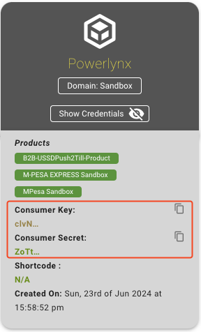 MPESA credentials