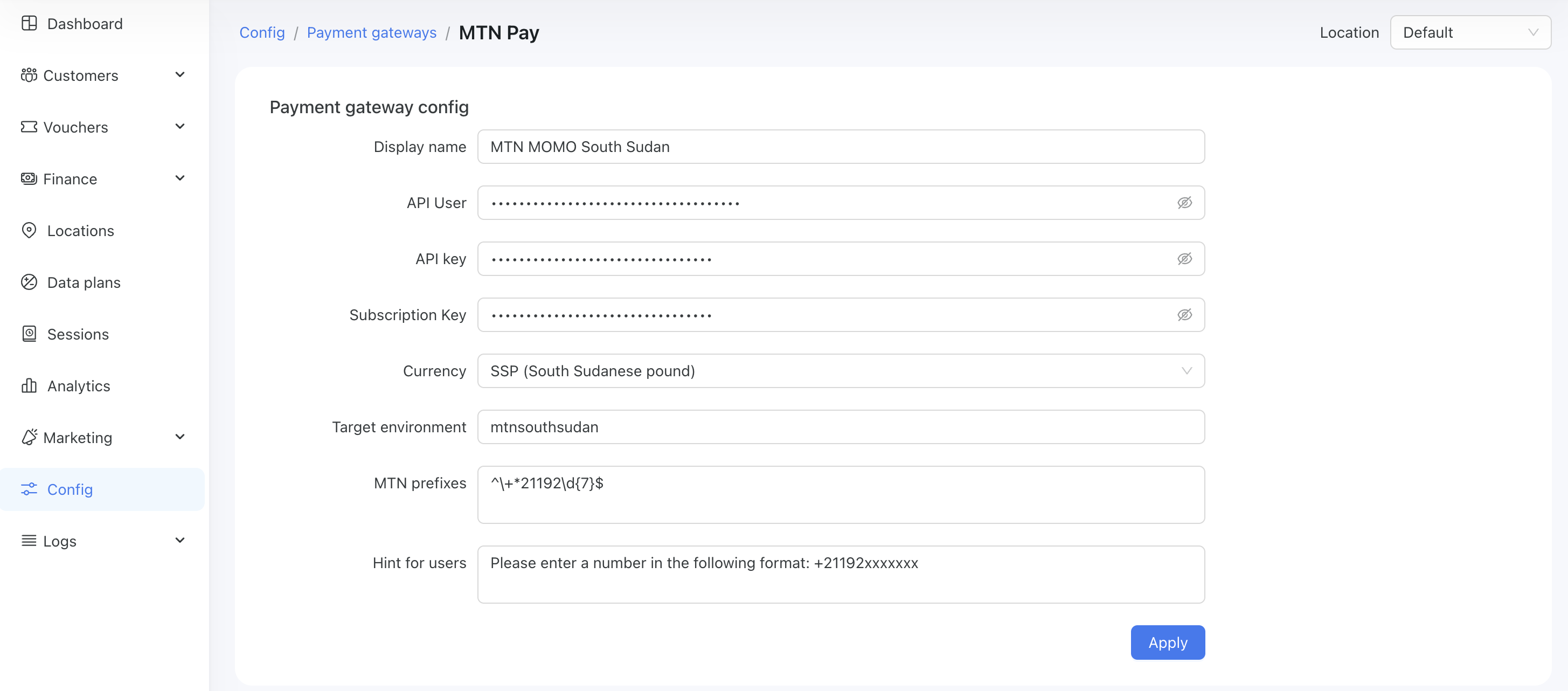 MTN configs in Powerlynx