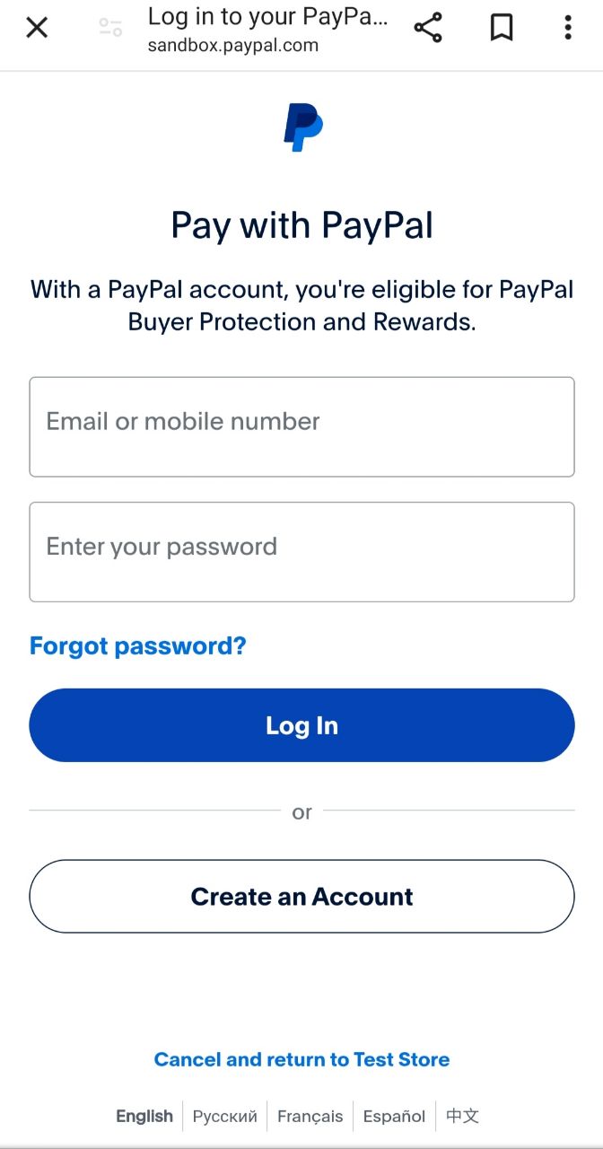 PayPal redirect