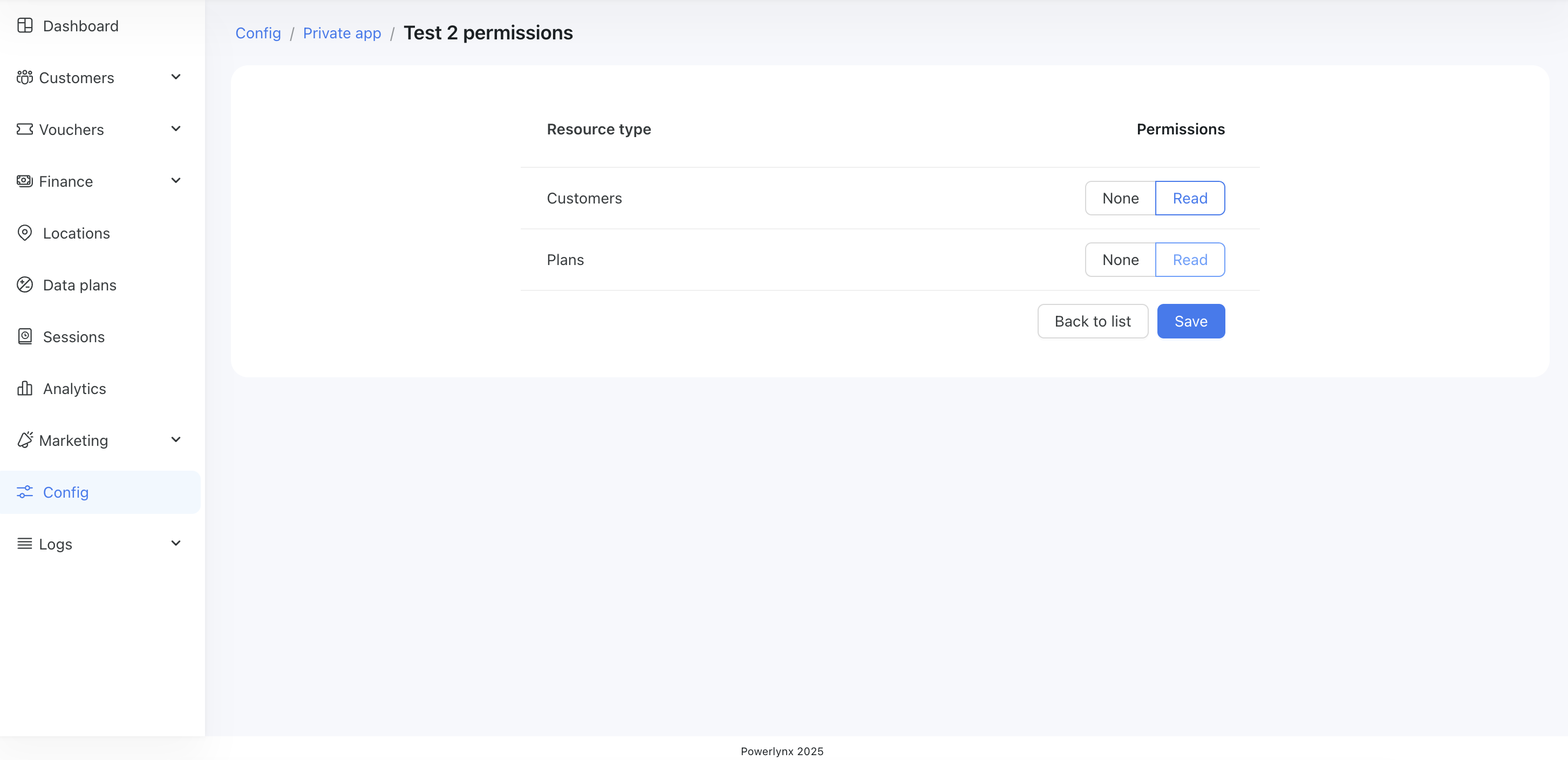 Private app permissions enable
