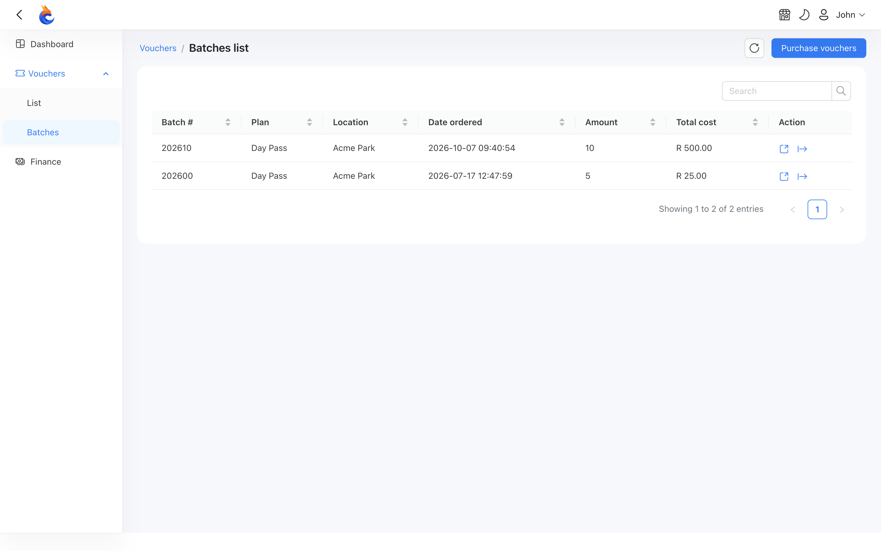 Reseller batches list