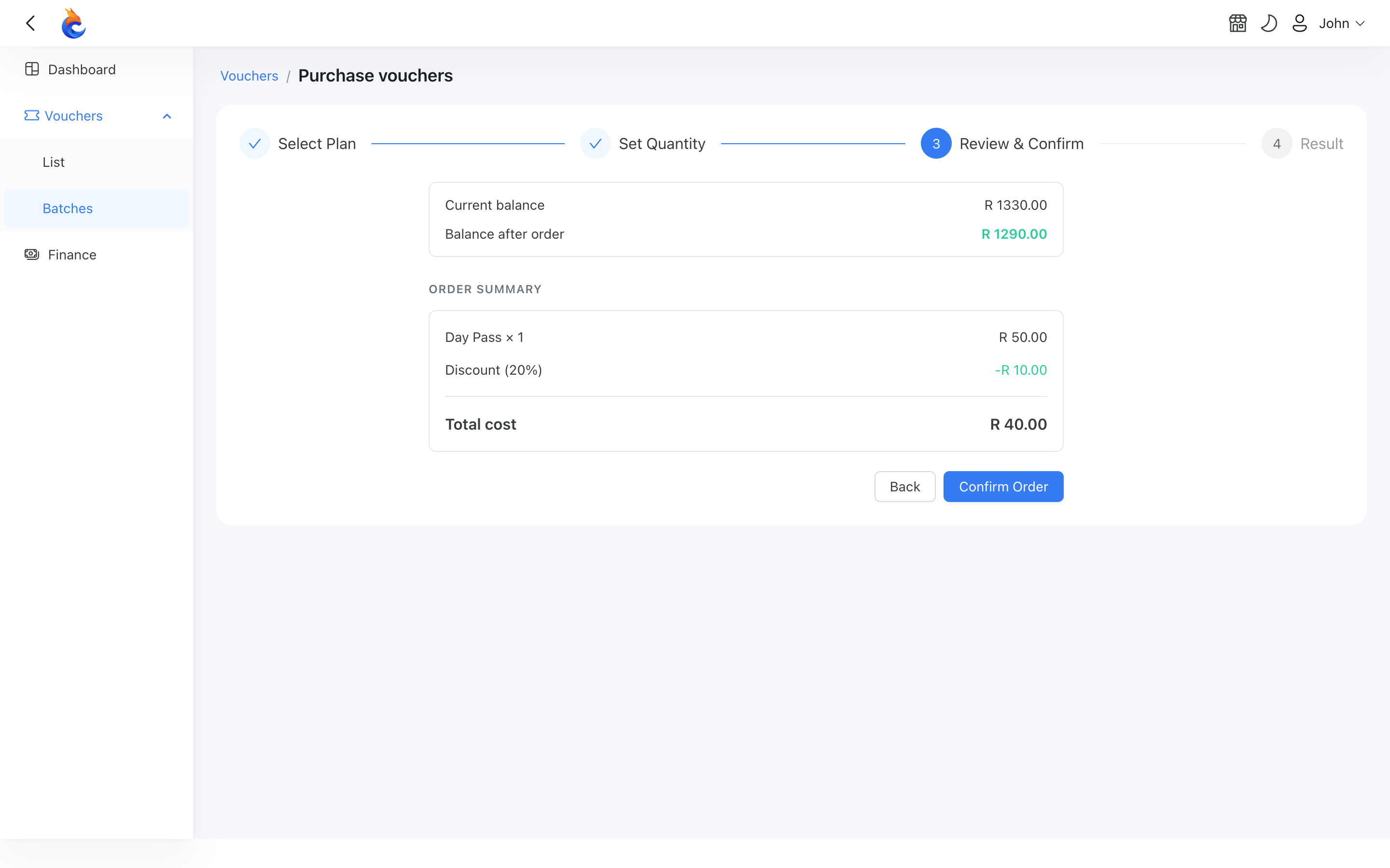 Choosing the payment method