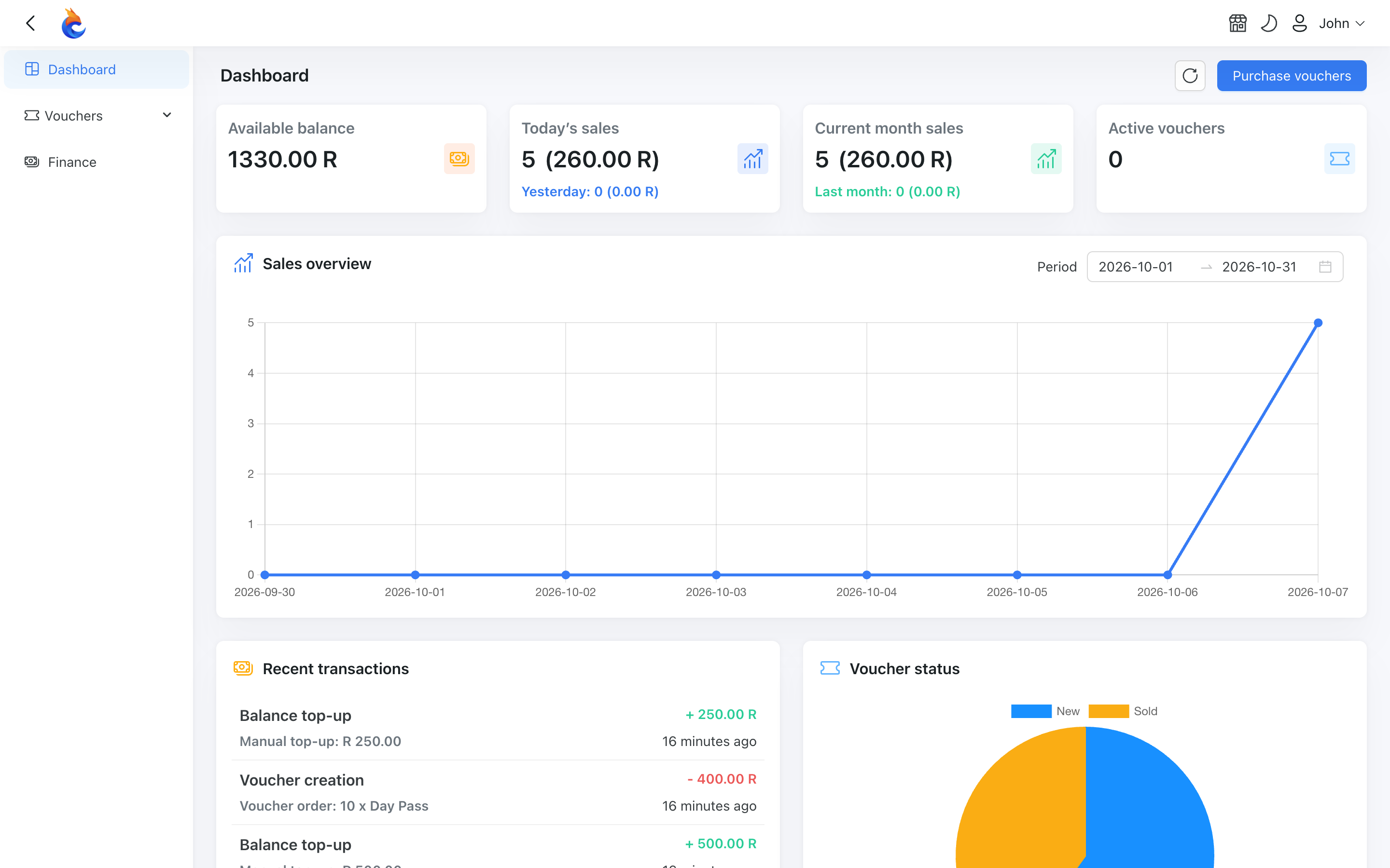 Reseller dashboard