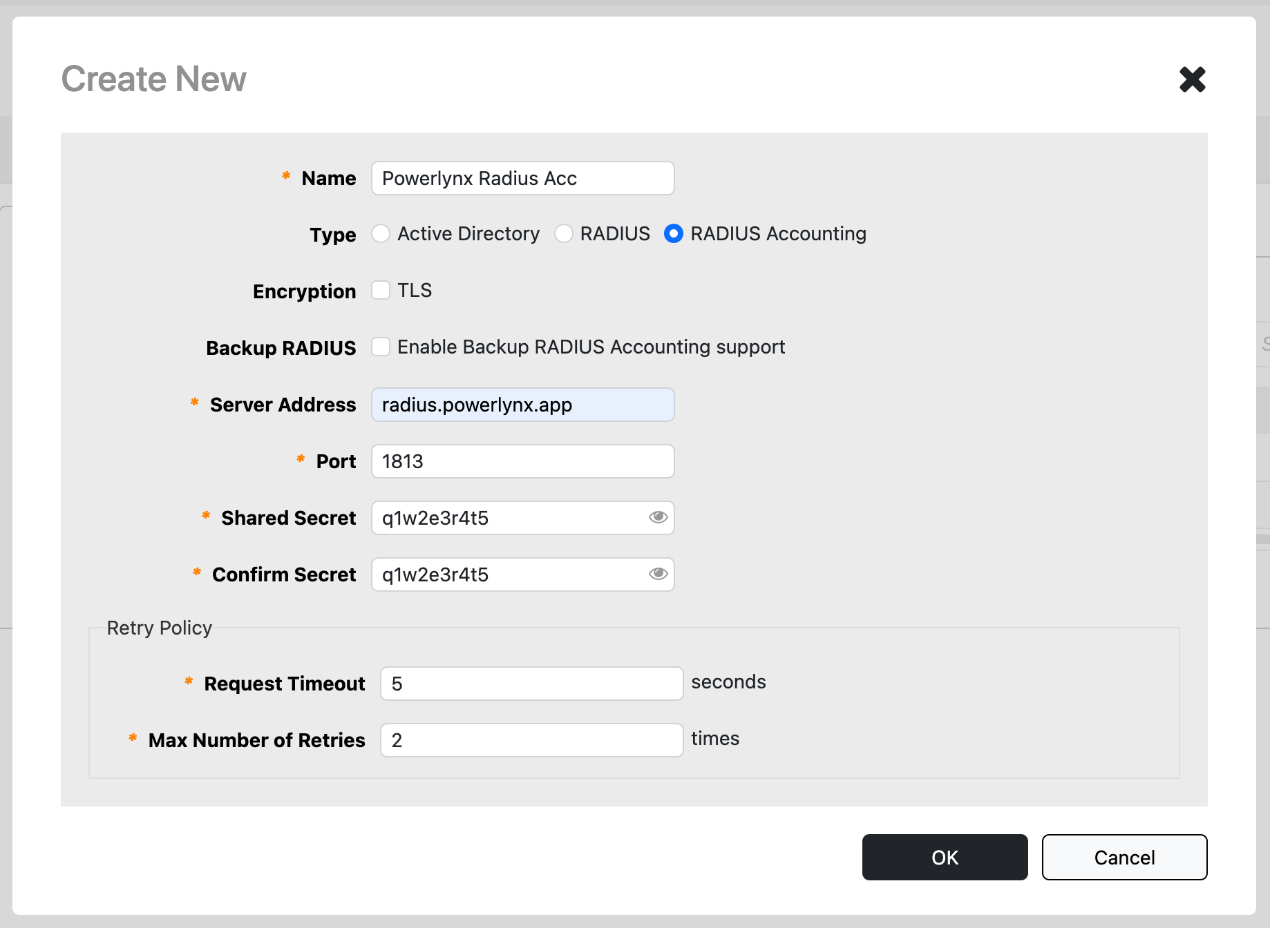 Add Radius form 2