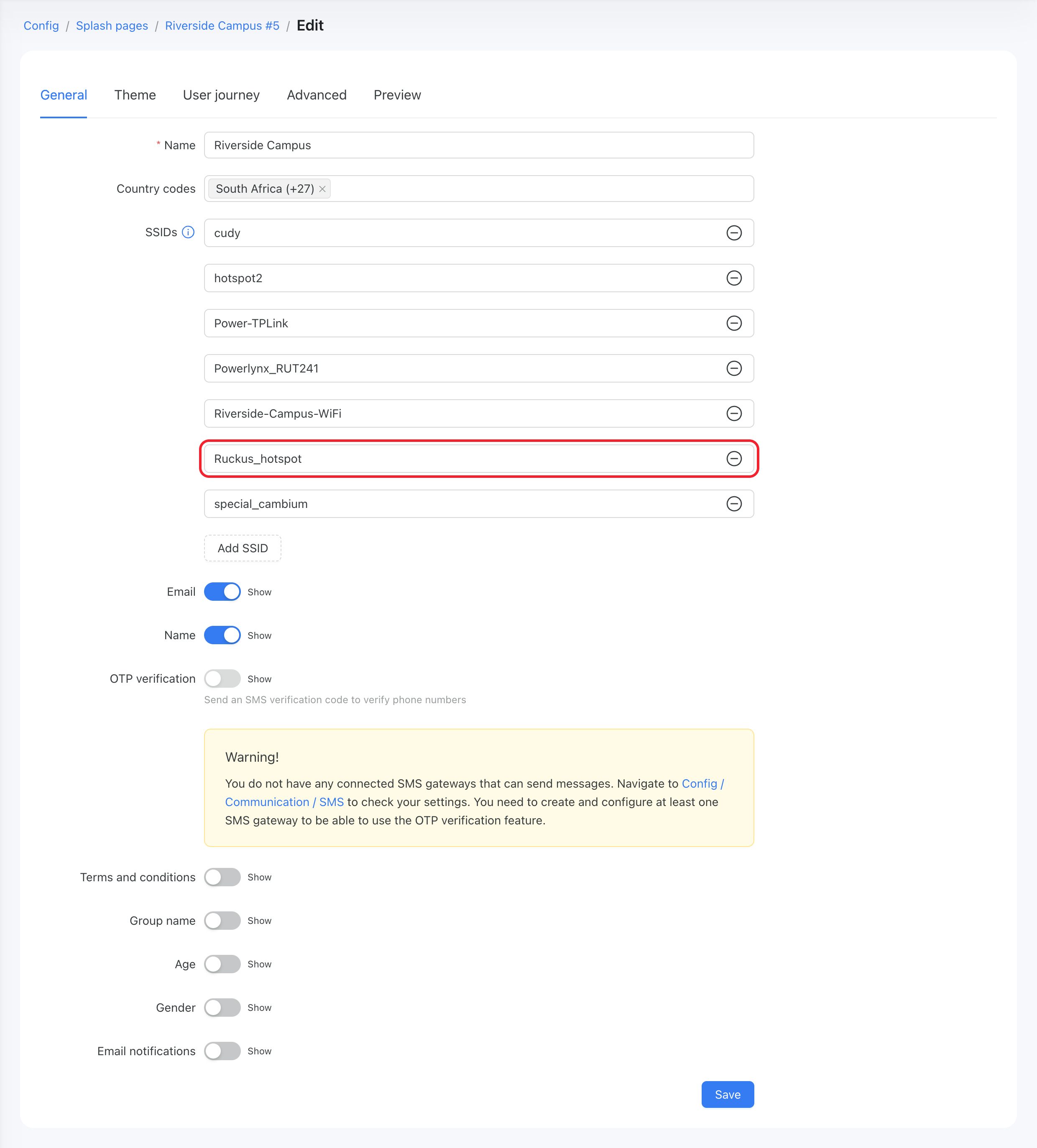 Set correct SSID