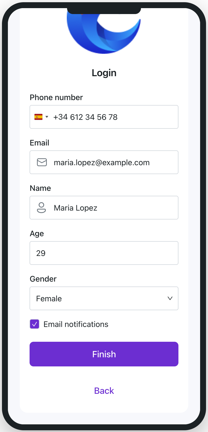 Splash page view with extra fields