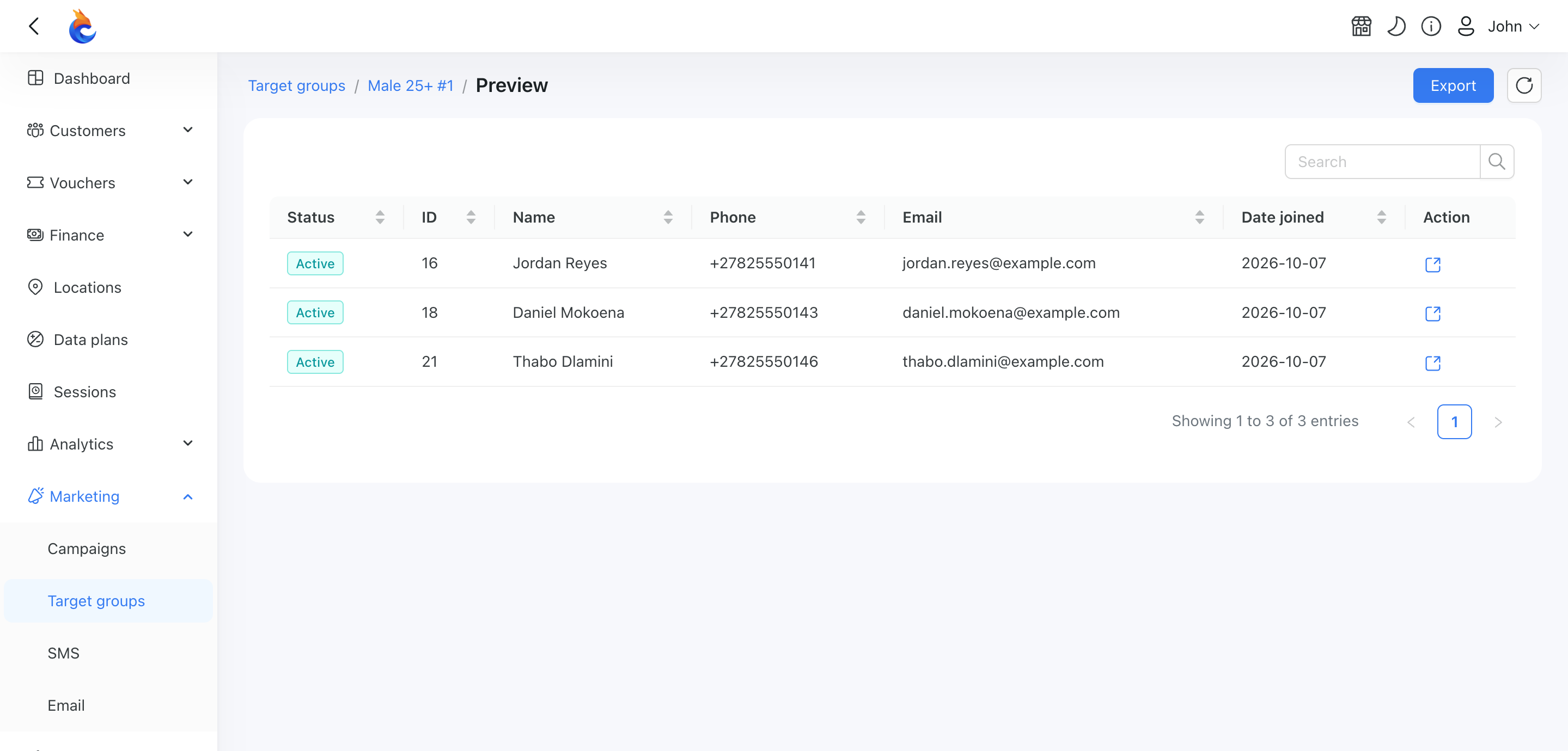 Preview target group