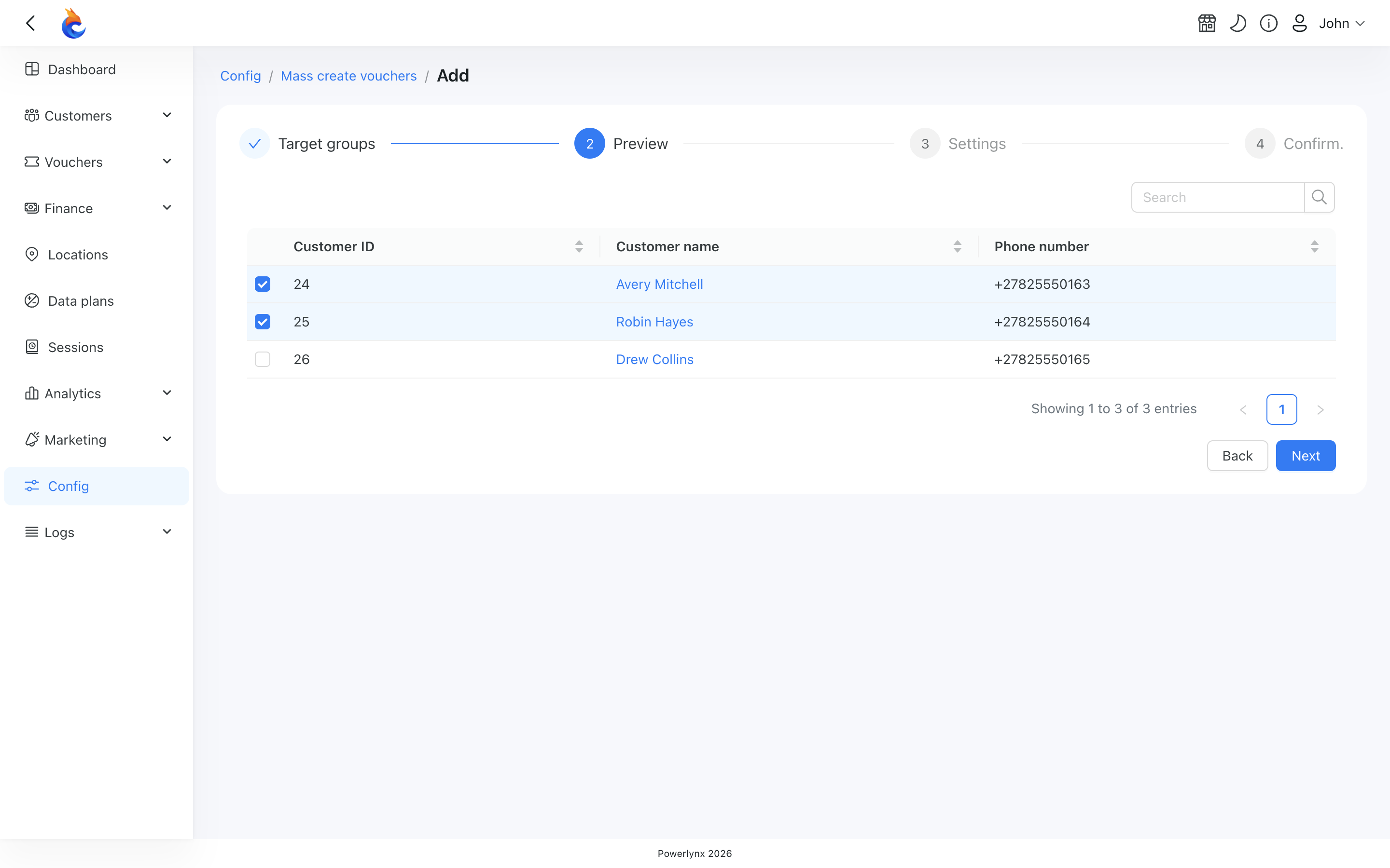 Config/Tools/Mass create vouchers/Step2