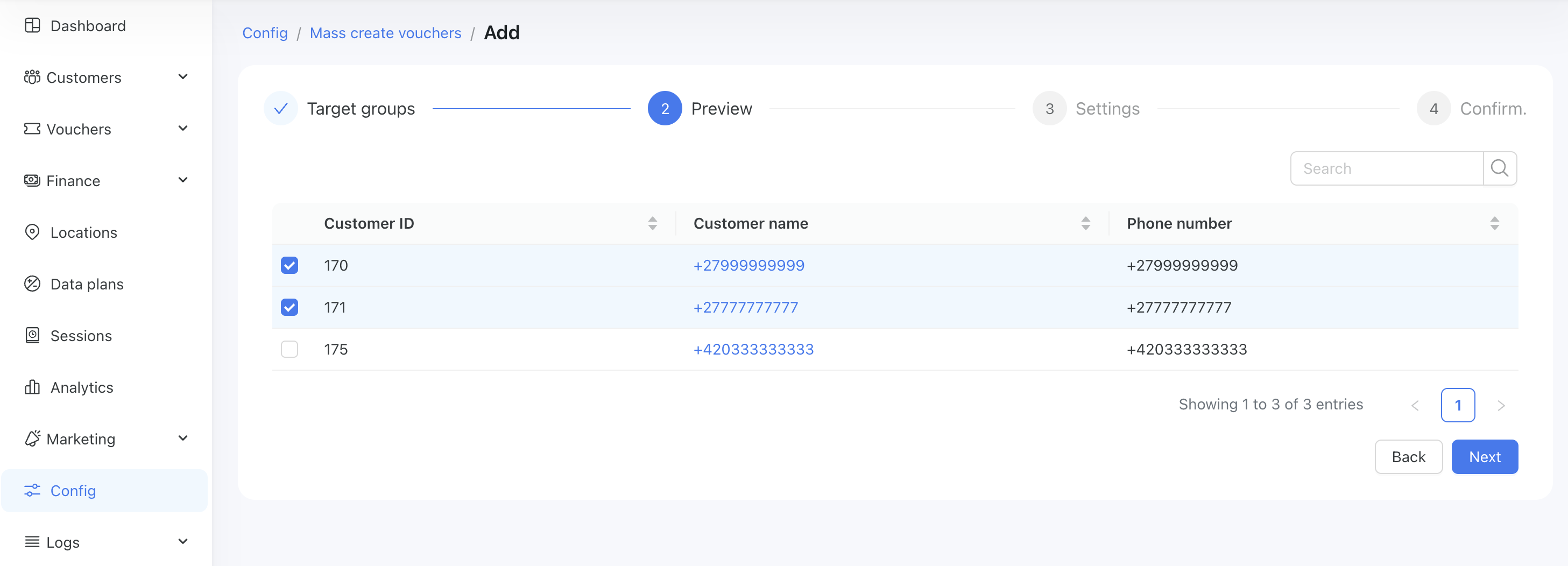 Config/Tools/Mass create vouchers/Step2