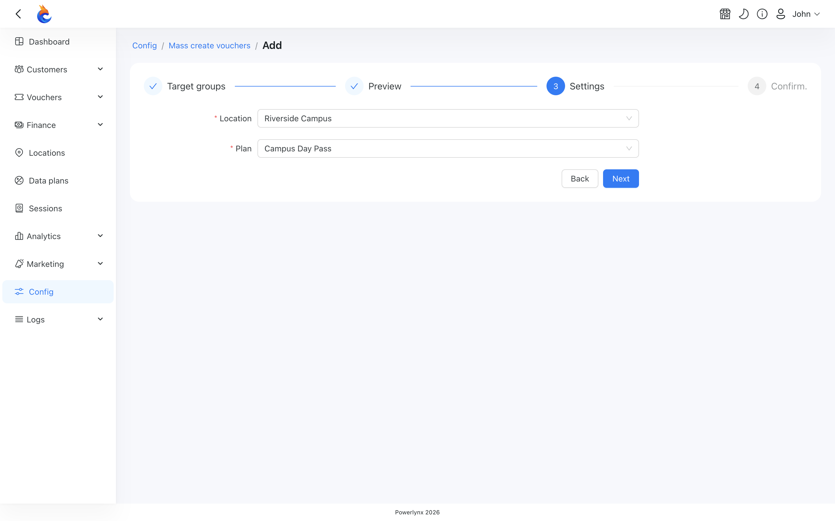 Config/Tools/Mass create vouchers/Step3