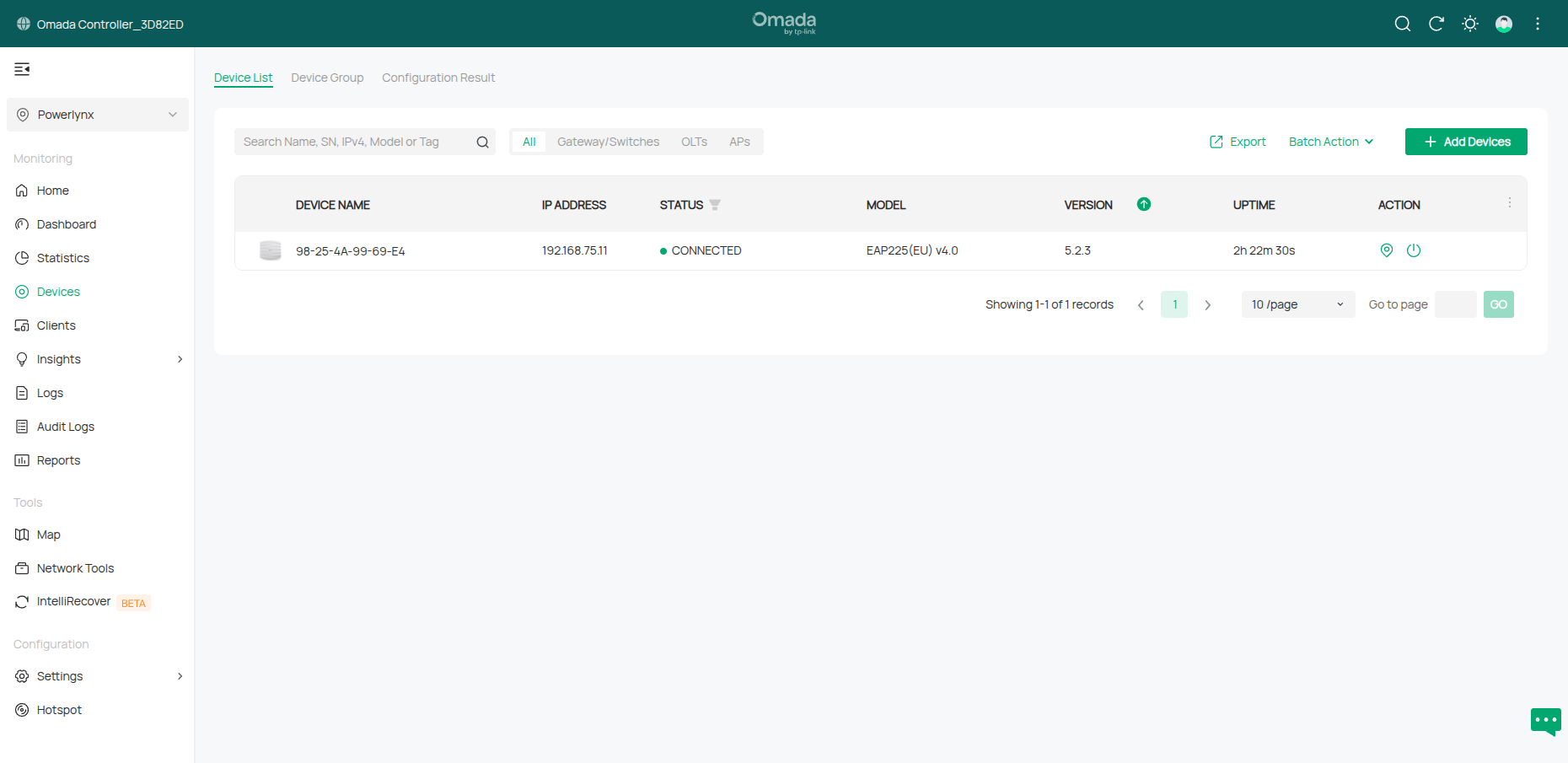 Omada Devices — EAP adopted