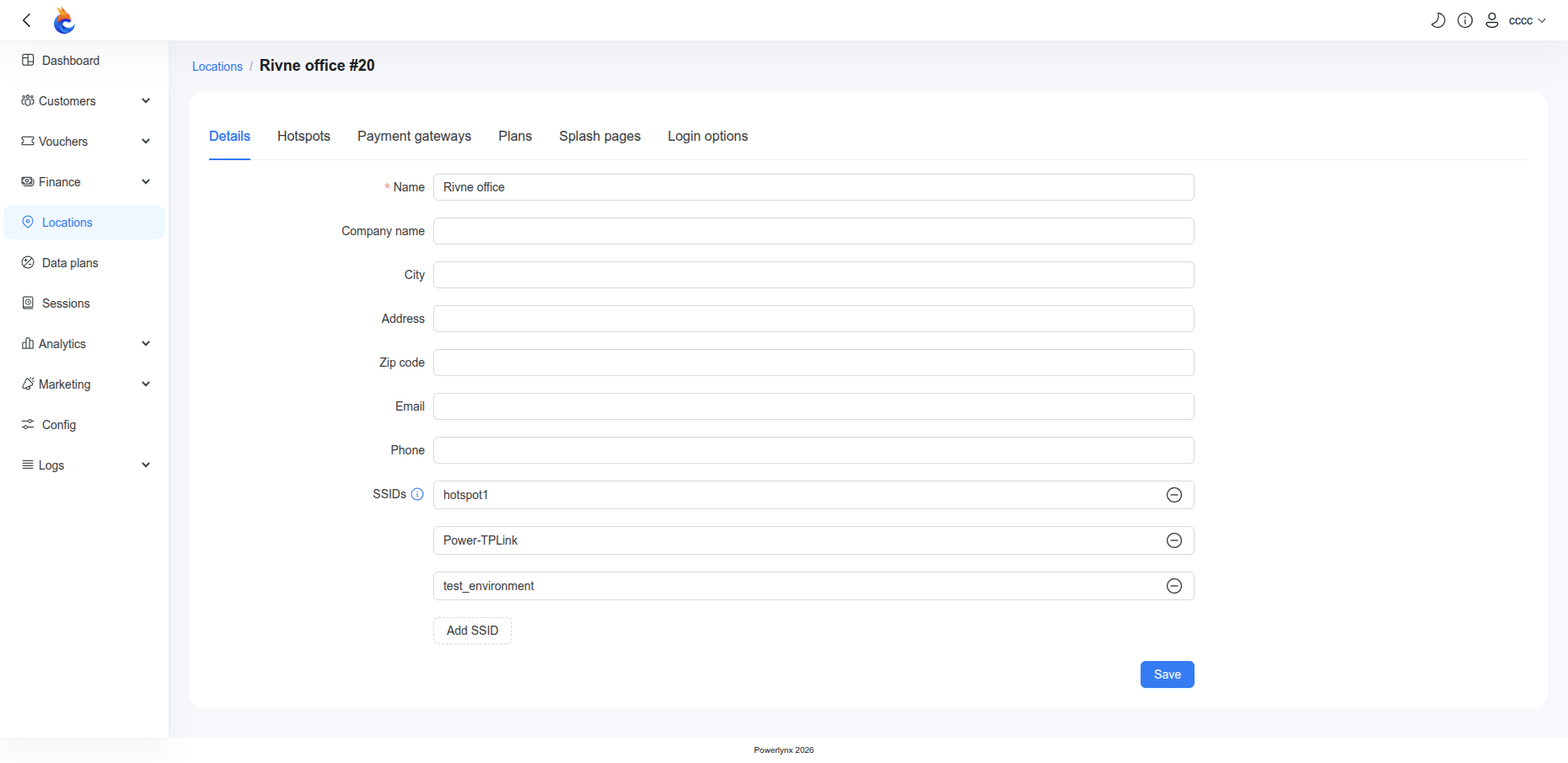 Powerlynx Location — SSIDs list including Power-TPLink