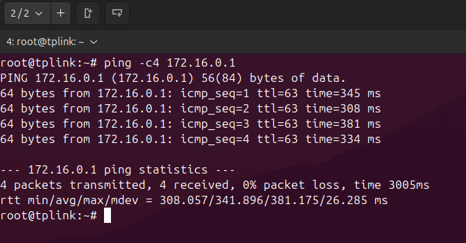 WireGuard up — ping to the Powerlynx tunnel IP