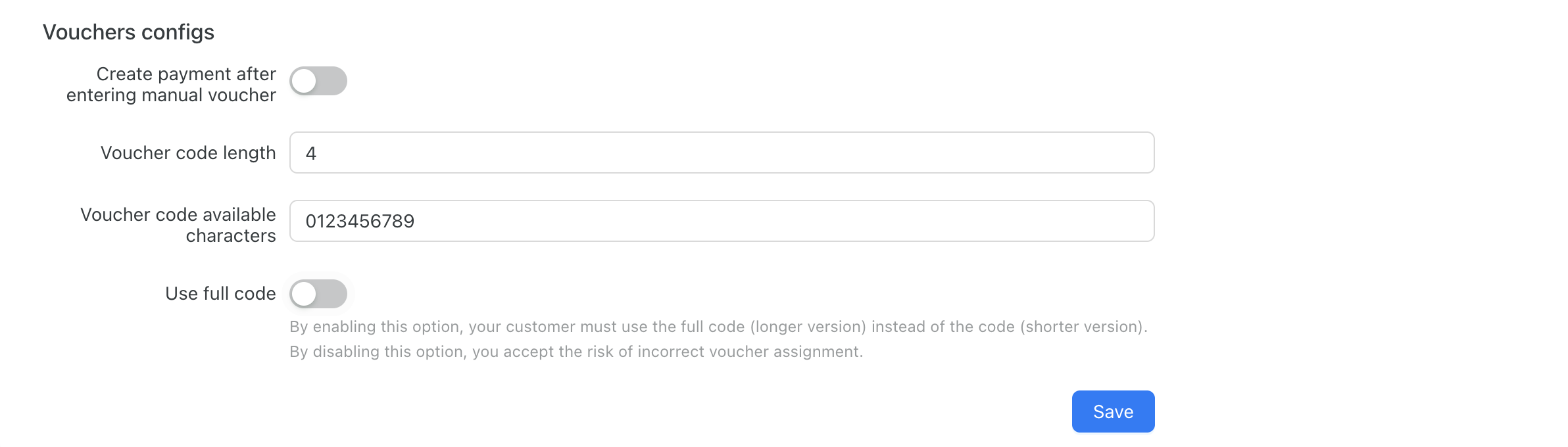 Vouchers-short-code
