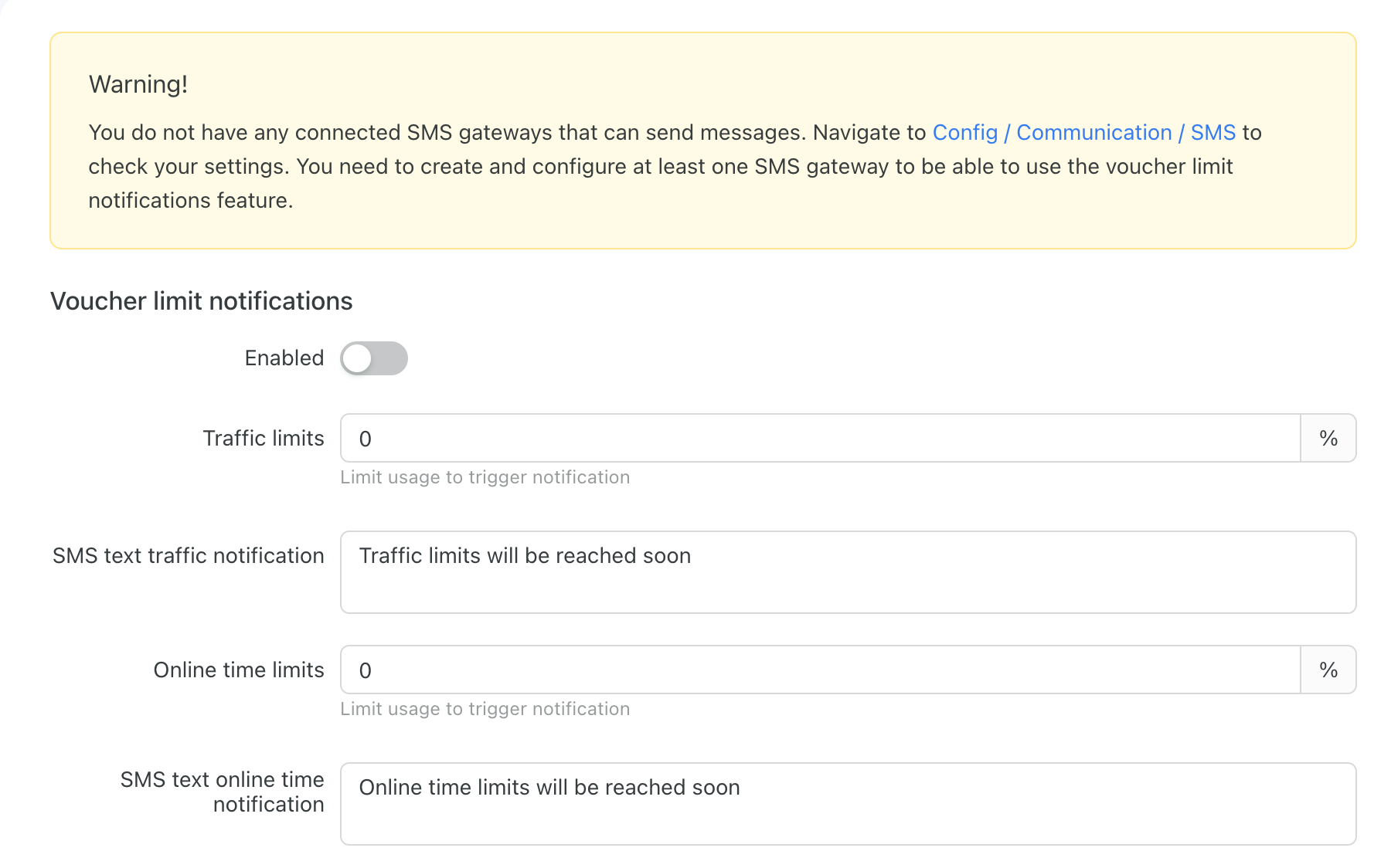 Voucher notifications