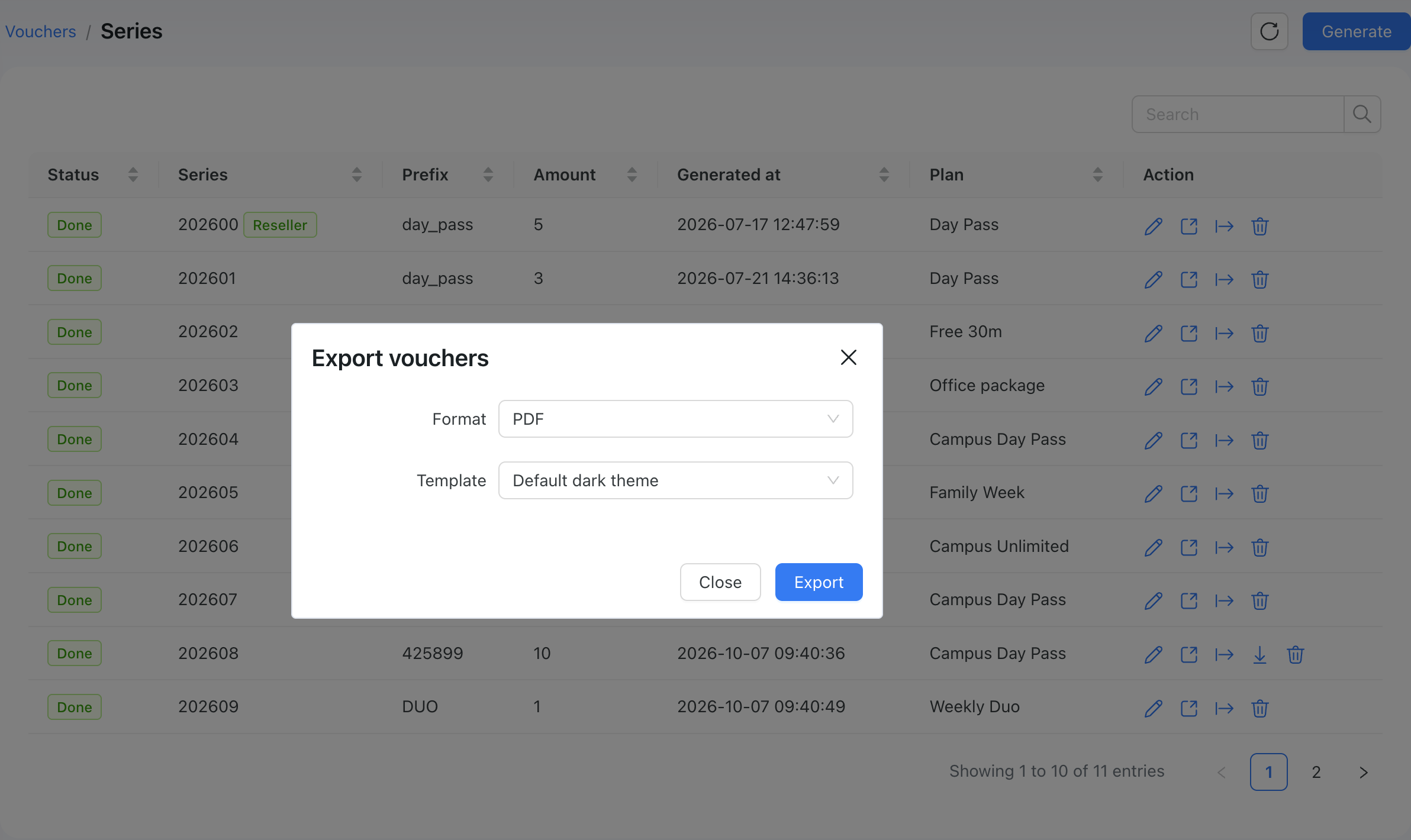 Vouchers-Export
