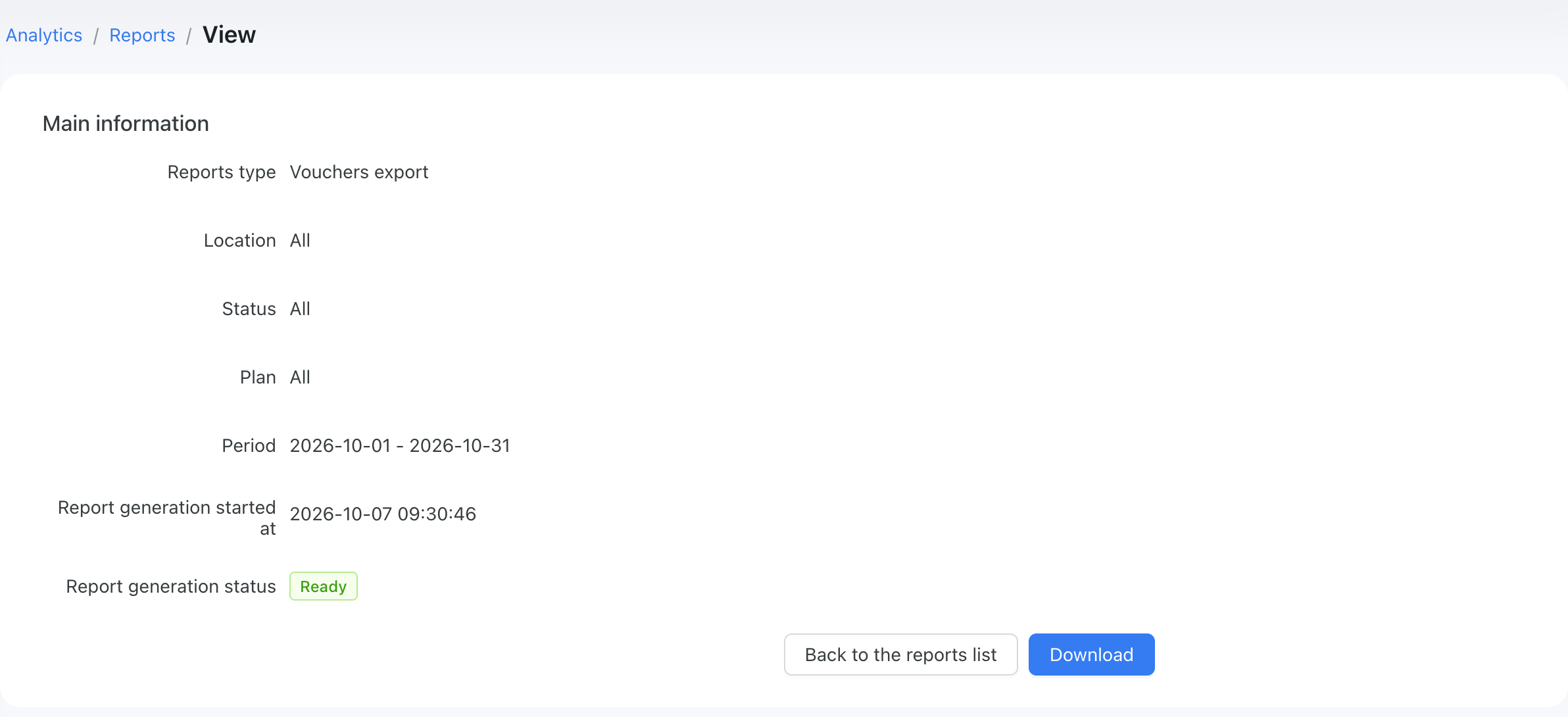 Report result