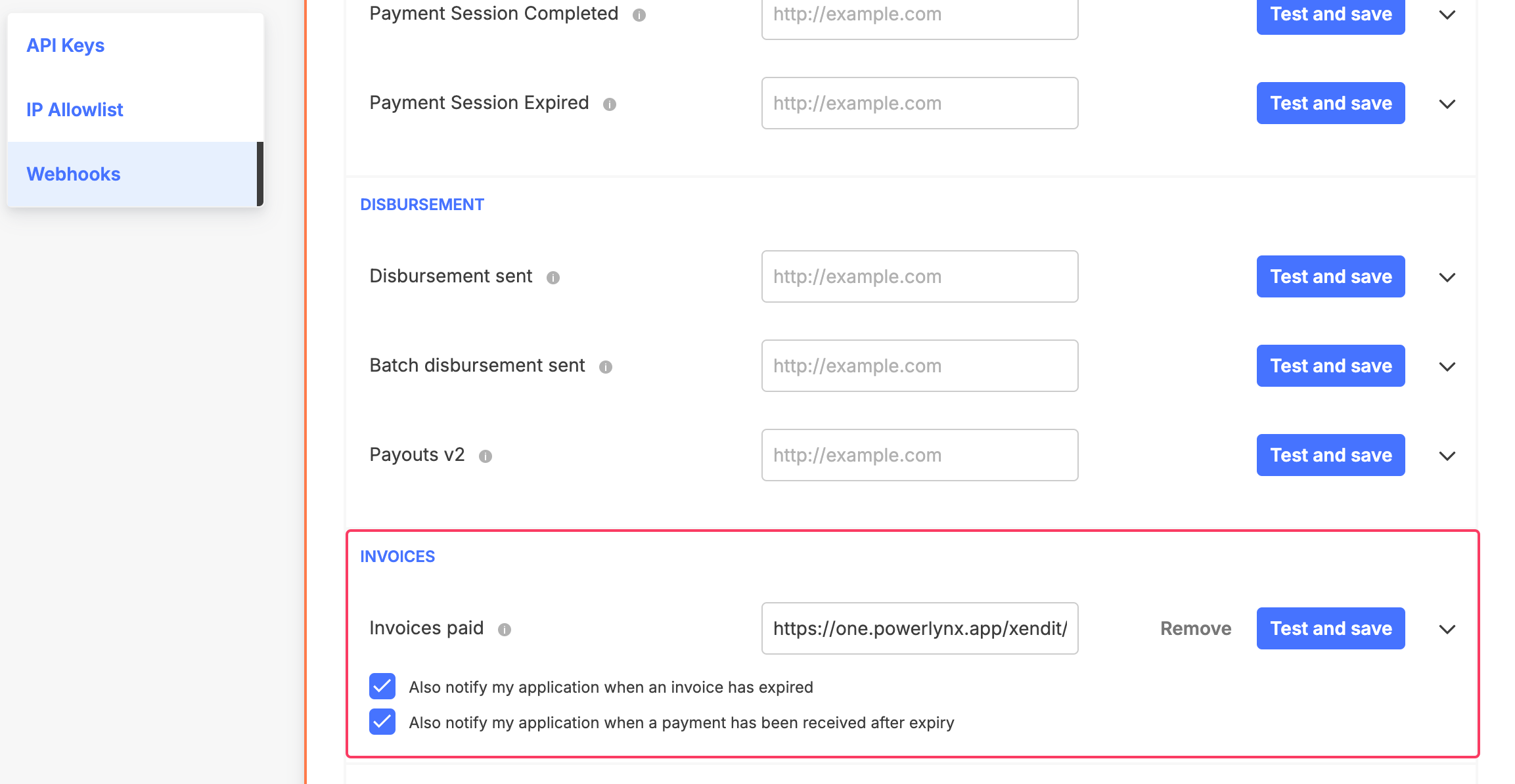 Xendit invoices